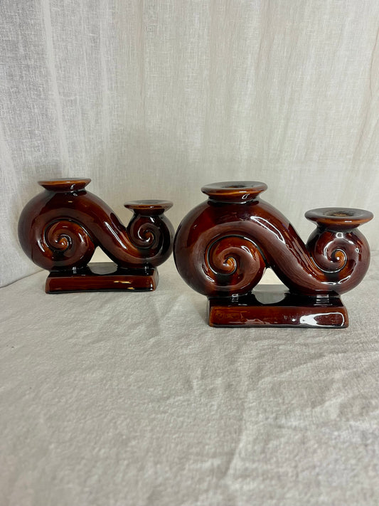Pair of Vallauris Ceramic Candle Holders