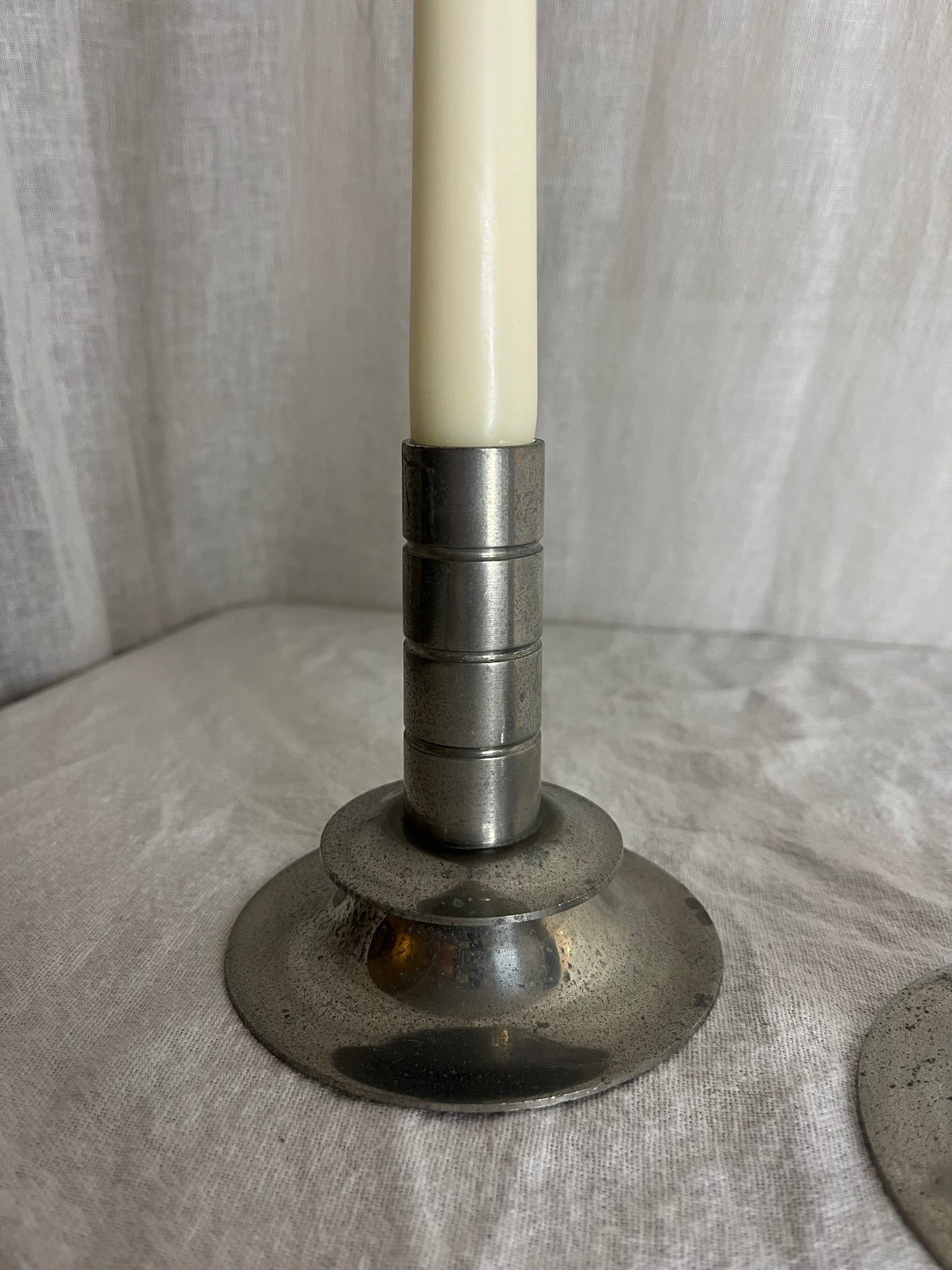 Pair Of Pewter Candle Holders