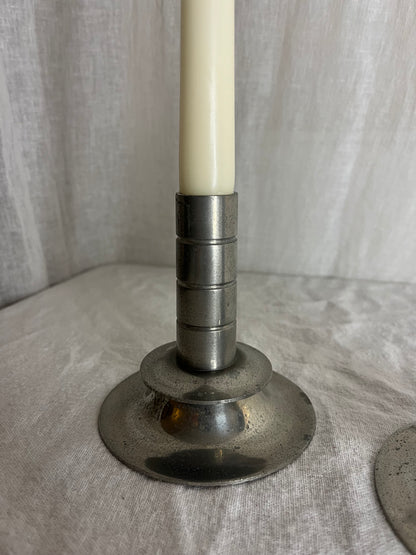 Pair Of Pewter Candle Holders