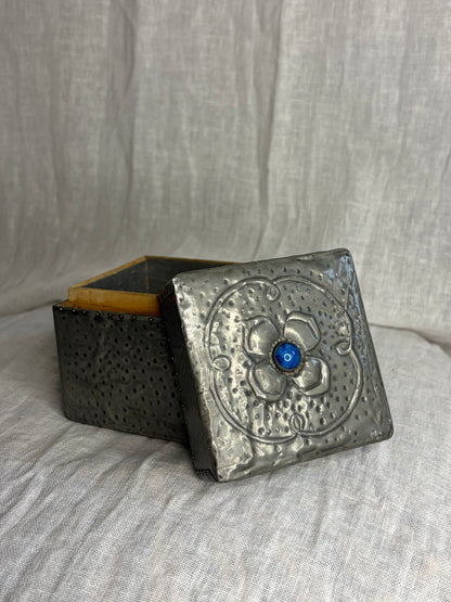 Arts & Crafts Hammered Pewter Tea Caddy