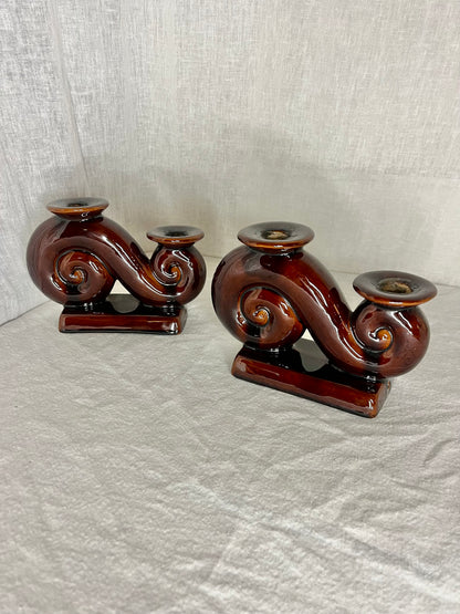 Pair of Vallauris Ceramic Candle Holders