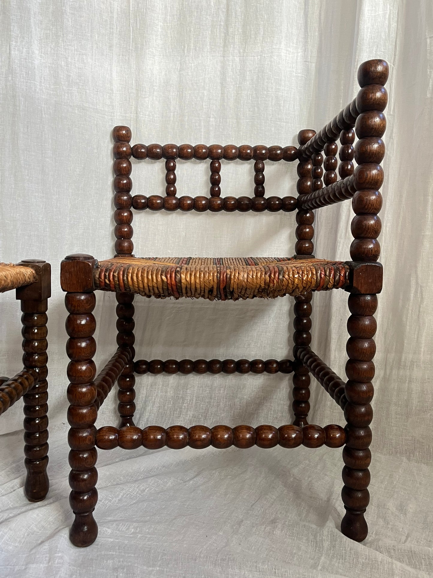 19th Century French Bobbin Corner Chairs