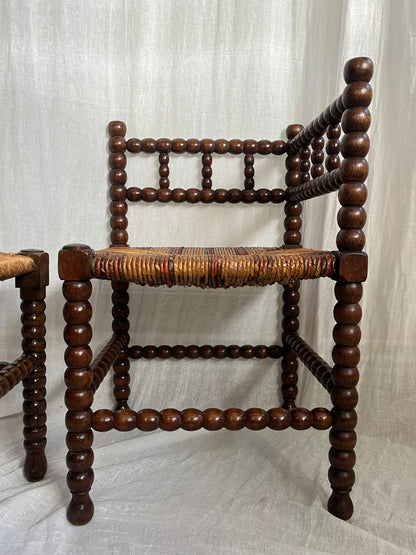 19th Century French Bobbin Corner Chairs
