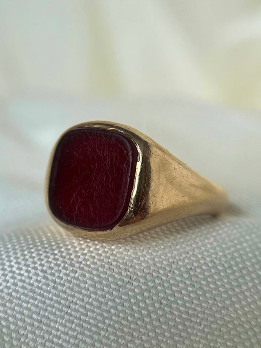 Vintage Carnelian Stone Chunky Signet Ring