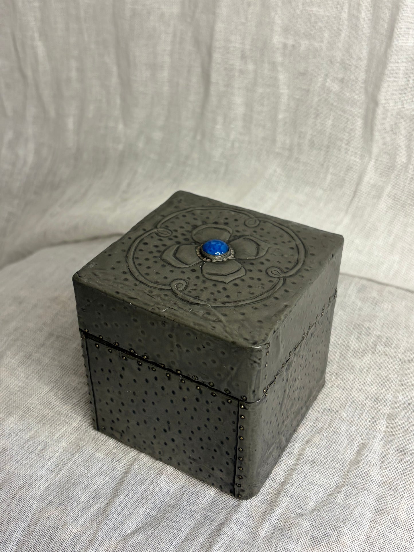 Arts & Crafts Hammered Pewter Tea Caddy