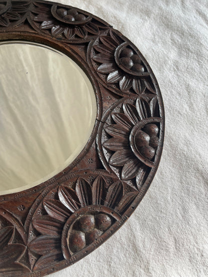 Late 19th Century Indian Hard Wood Bevelled Mirror