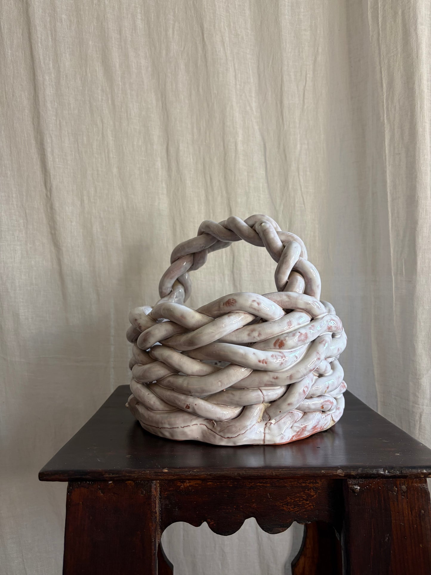 Sculptural Ceramic Basket By Sylvie Nisbett