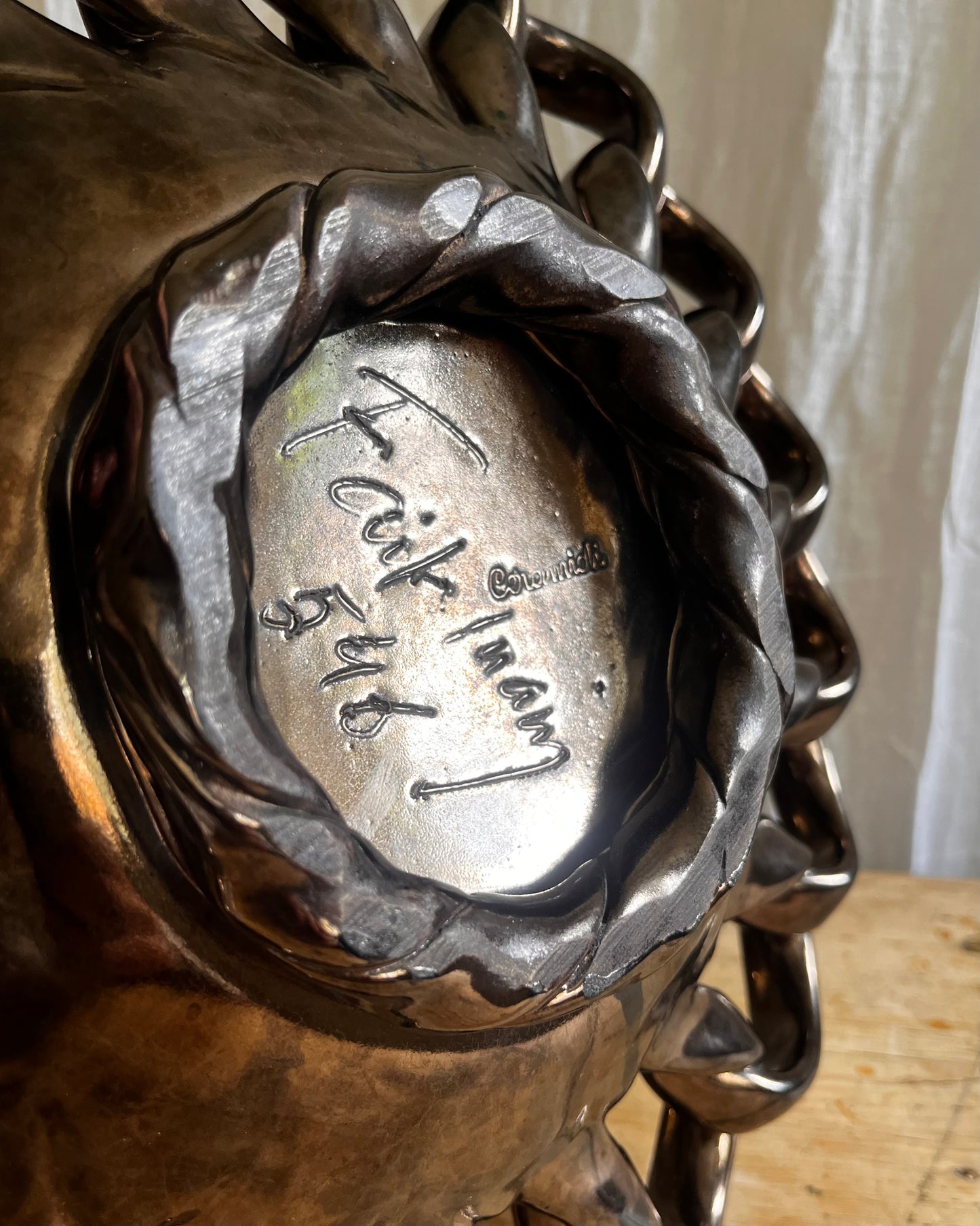 Iridescent Woven Ceramic Bowl by Jerome Massier for Vallauris