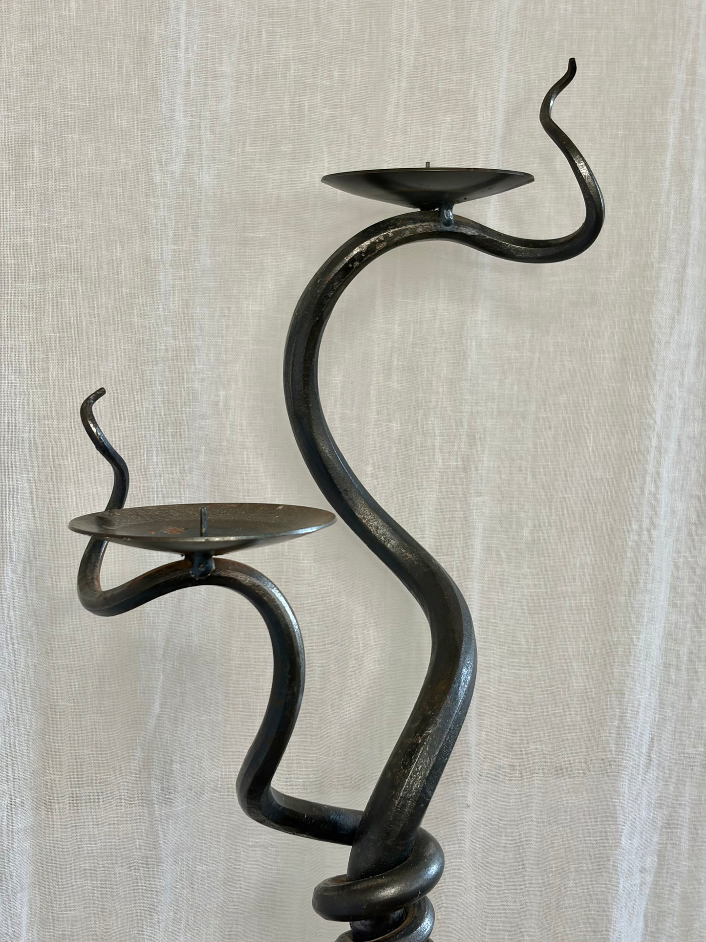 Large Sculptural Iron Candle Holder