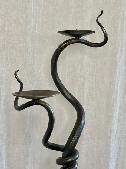 Large Sculptural Iron Candle Holder