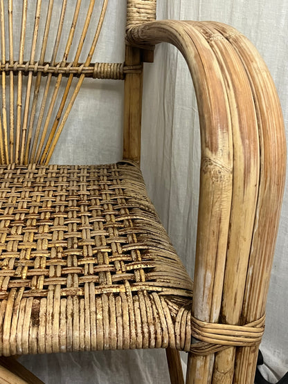 Woven Bamboo Arm Chair Attributed To Adrian Adoux