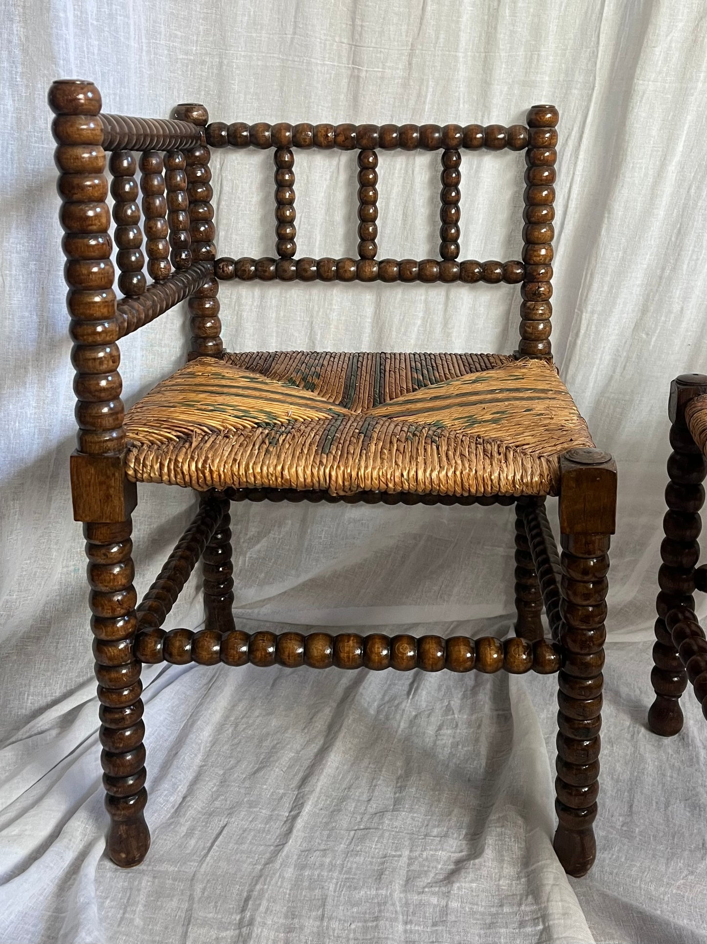 19th Century French Bobbin Corner Chairs