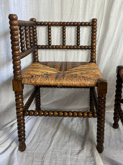 19th Century French Bobbin Corner Chairs