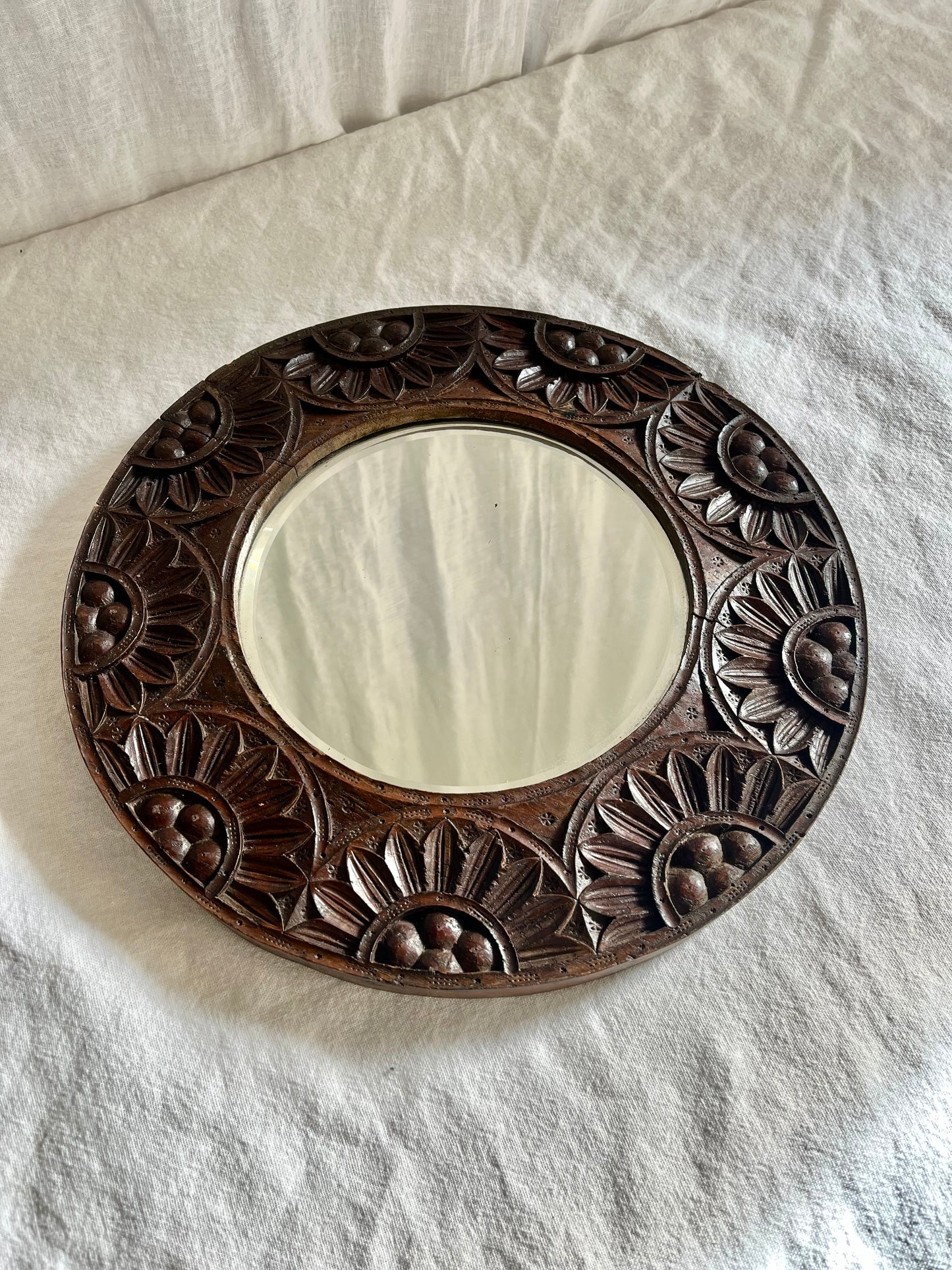 Late 19th Century Indian Hard Wood Bevelled Mirror