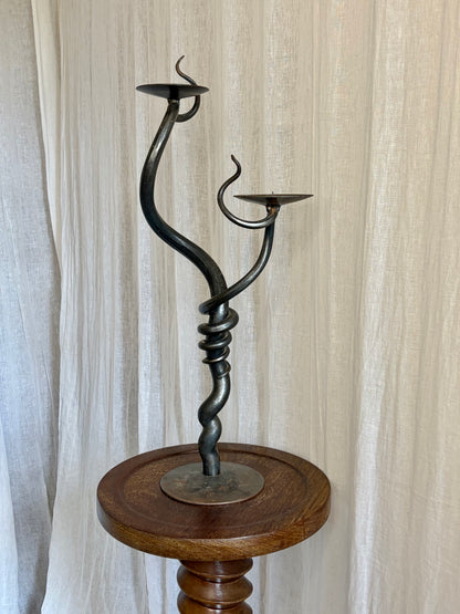 Large Sculptural Iron Candle Holder