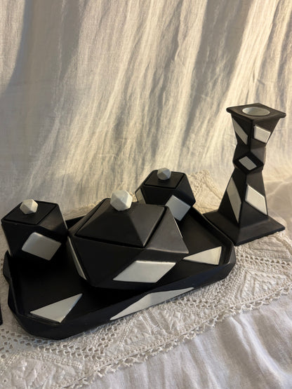 Black And White Ceramic Vanity Set