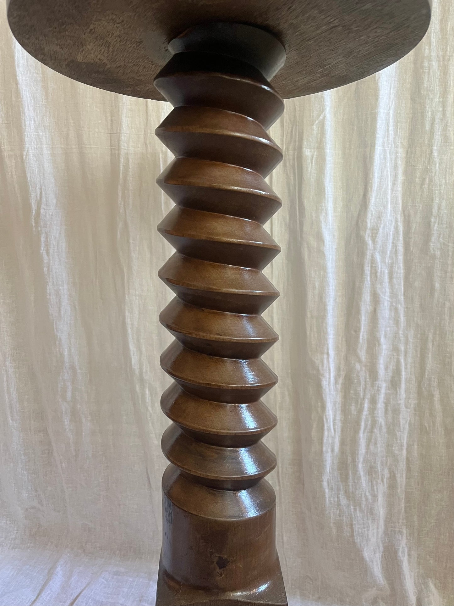 French Oak Pedestal Side Table