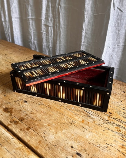 Antique Porcupine Quill Box