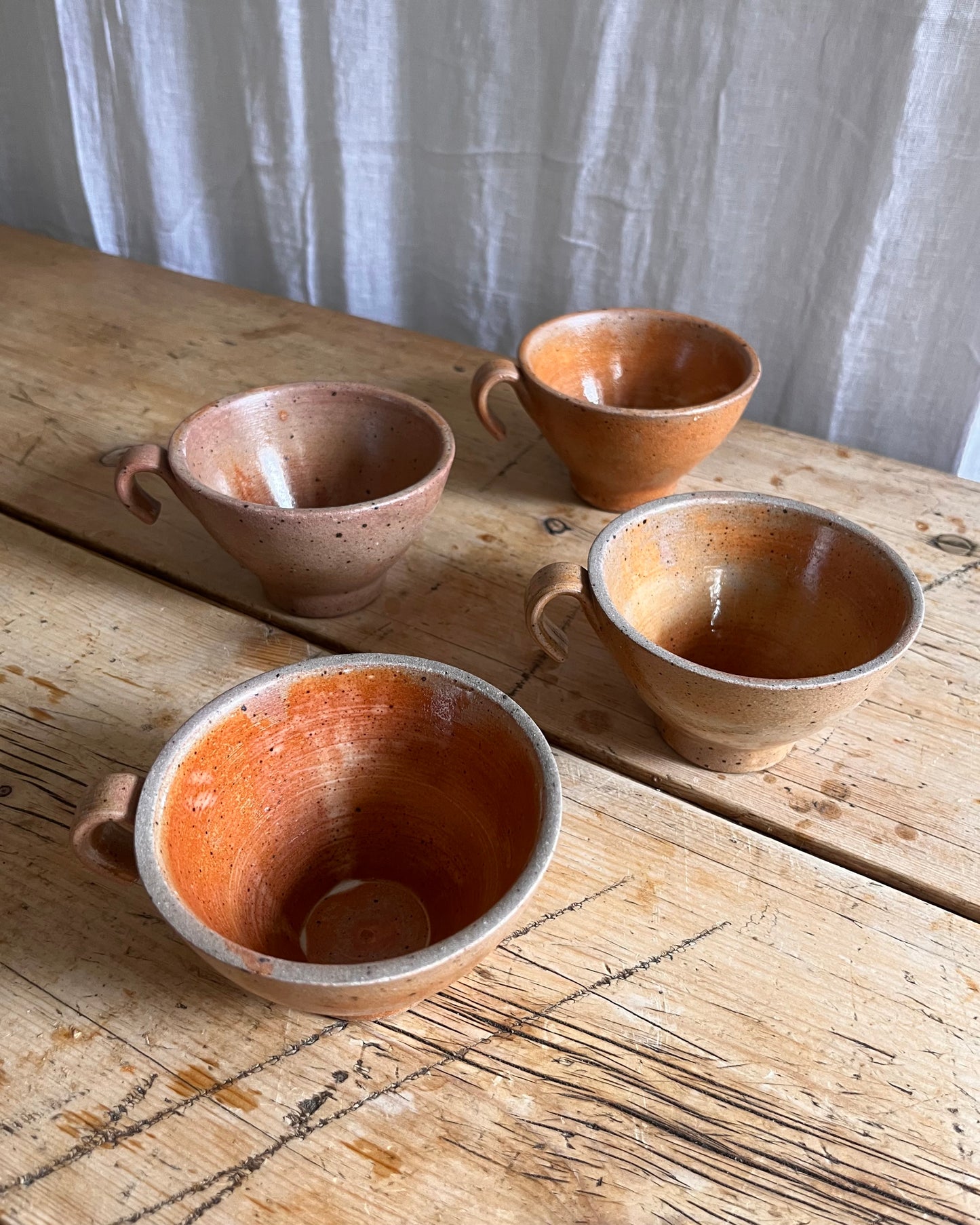 Set of 4 Salt Glaze Tea Cups