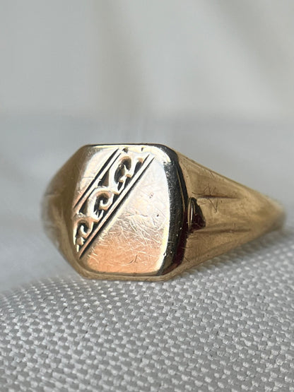 Engraved Square Signet Ring
