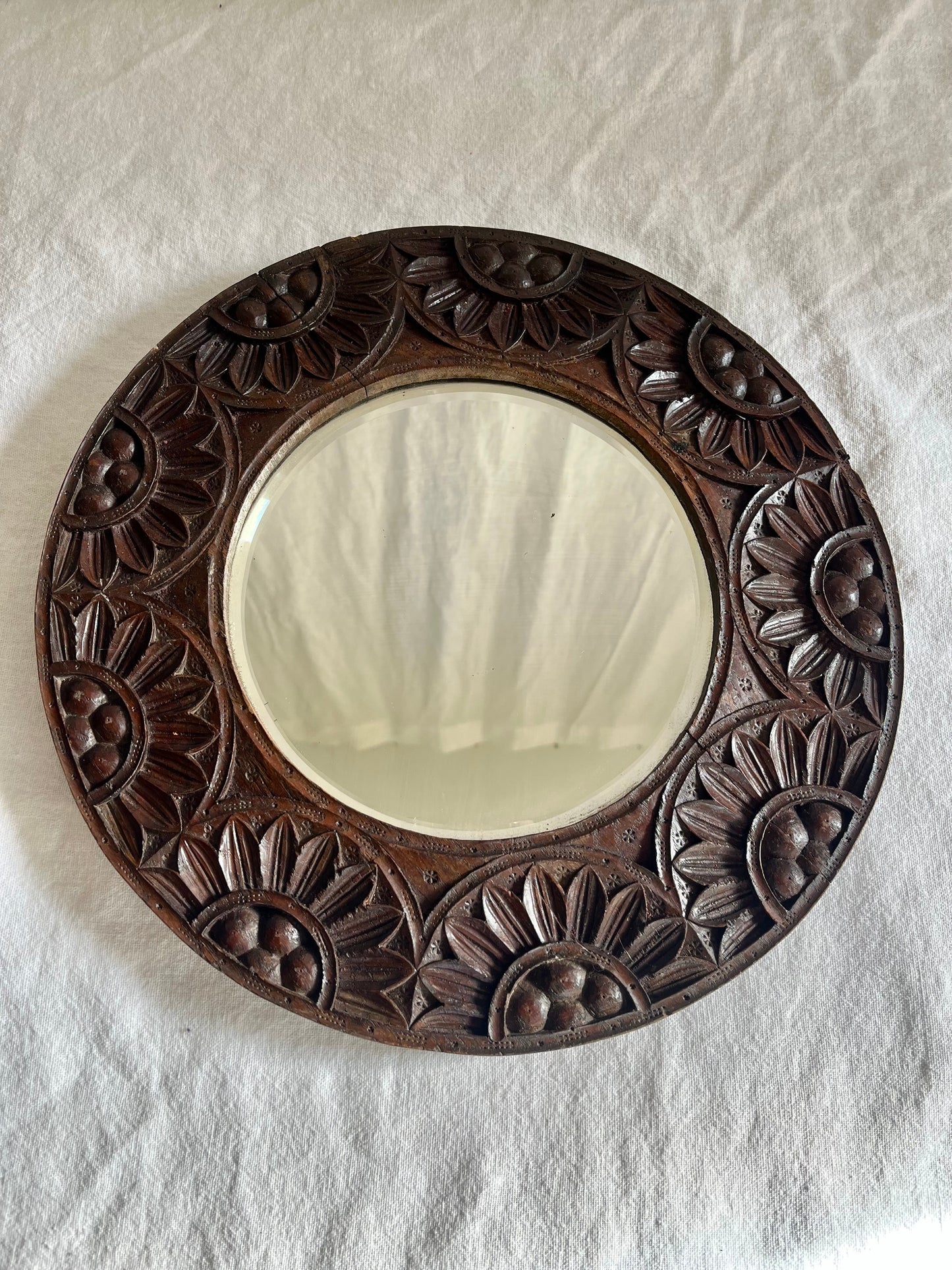 Late 19th Century Indian Hard Wood Bevelled Mirror