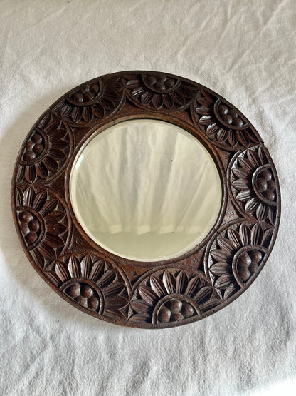 Late 19th Century Indian Hard Wood Bevelled Mirror