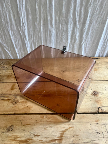 Michel Dumas for Roche Bobois vintage 1970s french clear brown smoked perspex wall mounted shelf