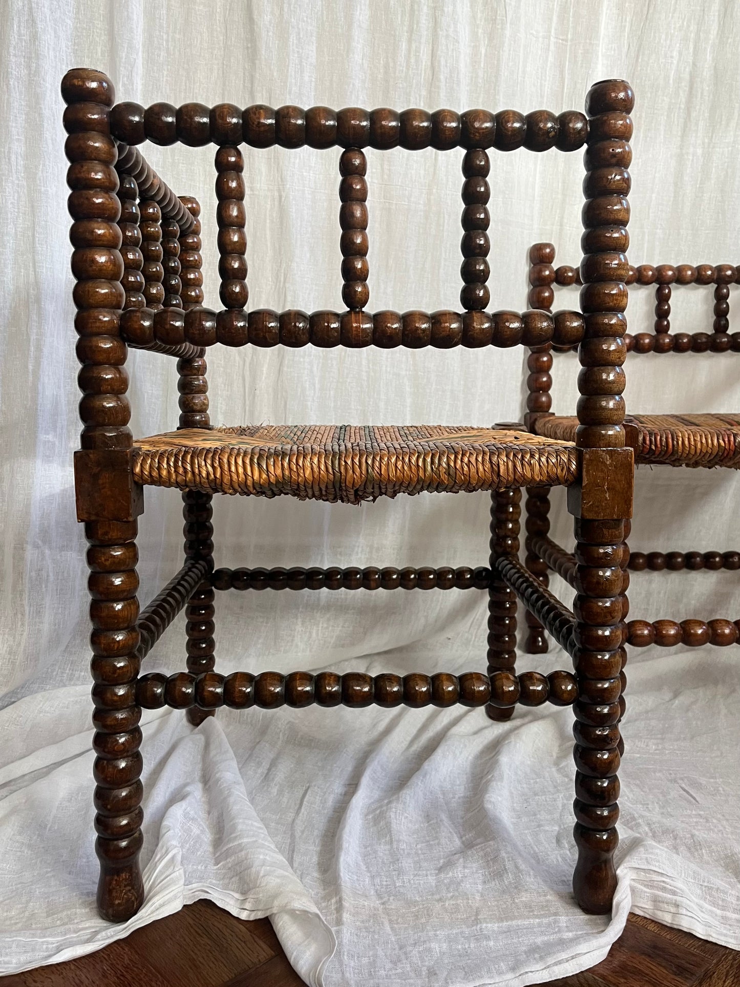 19th Century French Bobbin Corner Chairs