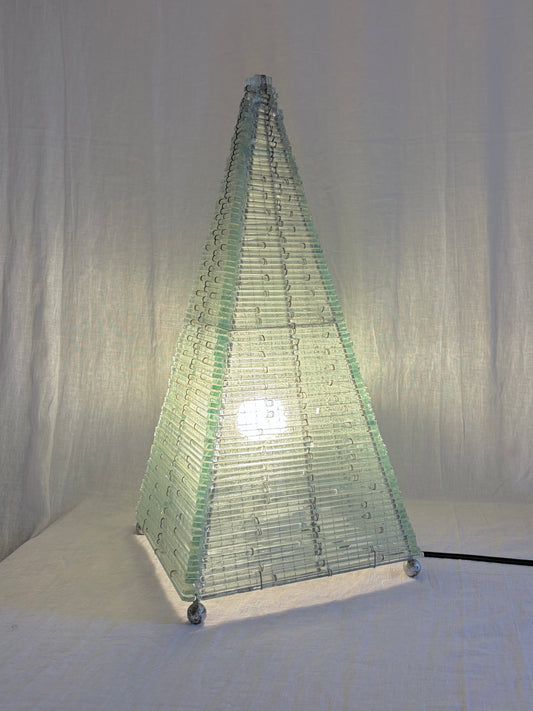 1970s Glass Shard Pyramid Lamp