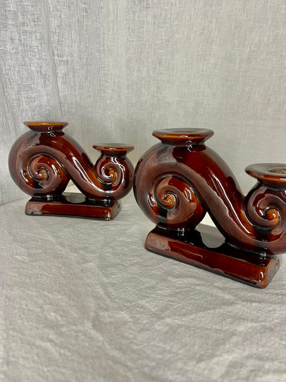 Pair of Vallauris Ceramic Candle Holders