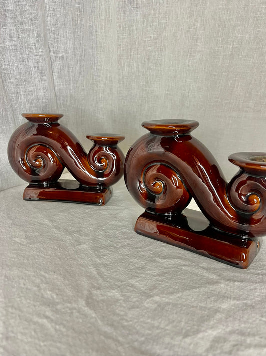 Pair of Vallauris Ceramic Candle Holders