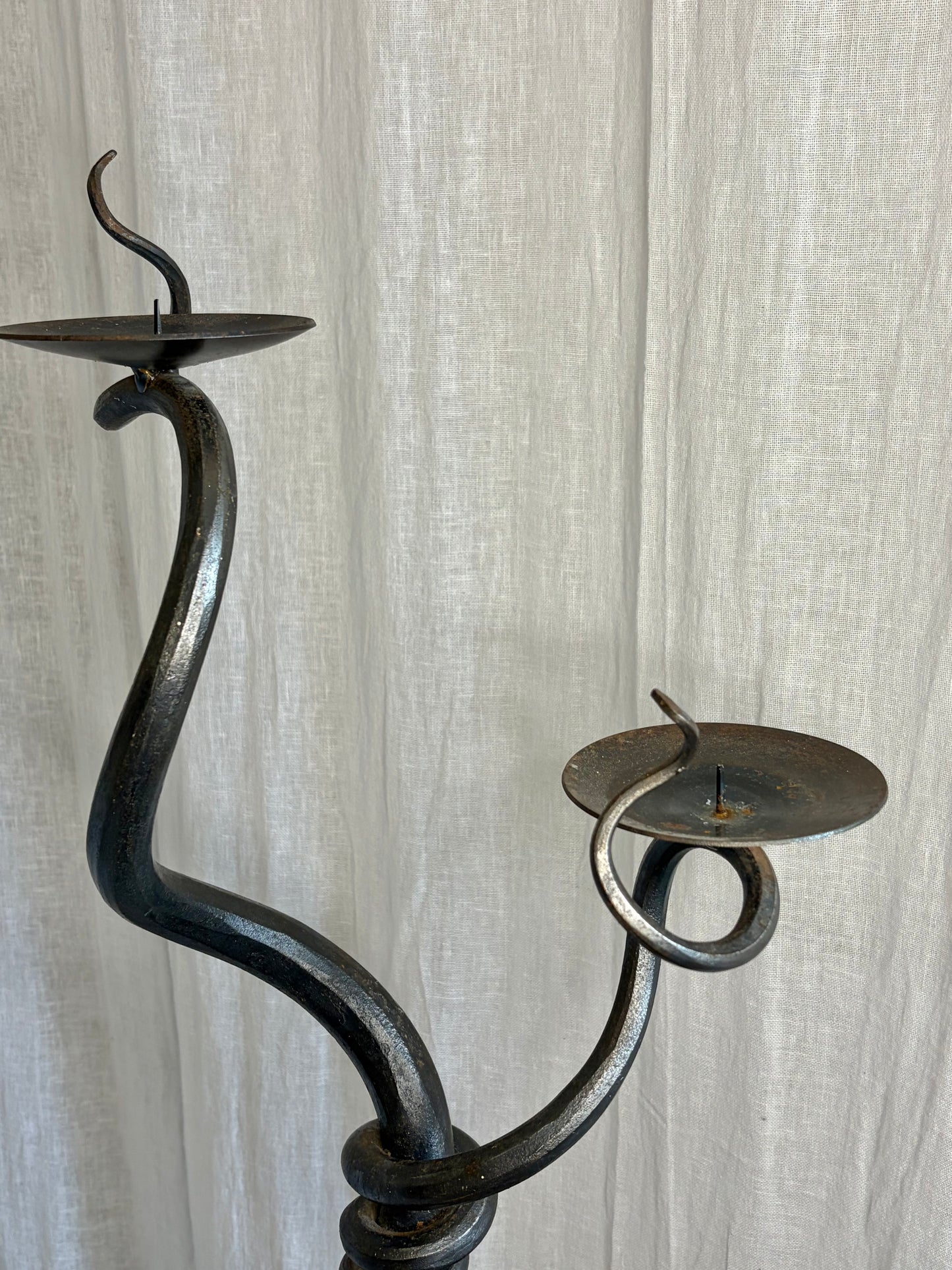 Large Sculptural Iron Candle Holder