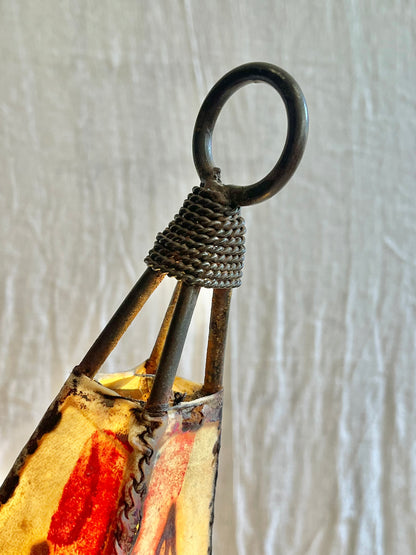 Moroccan Leather and Iron Lamp