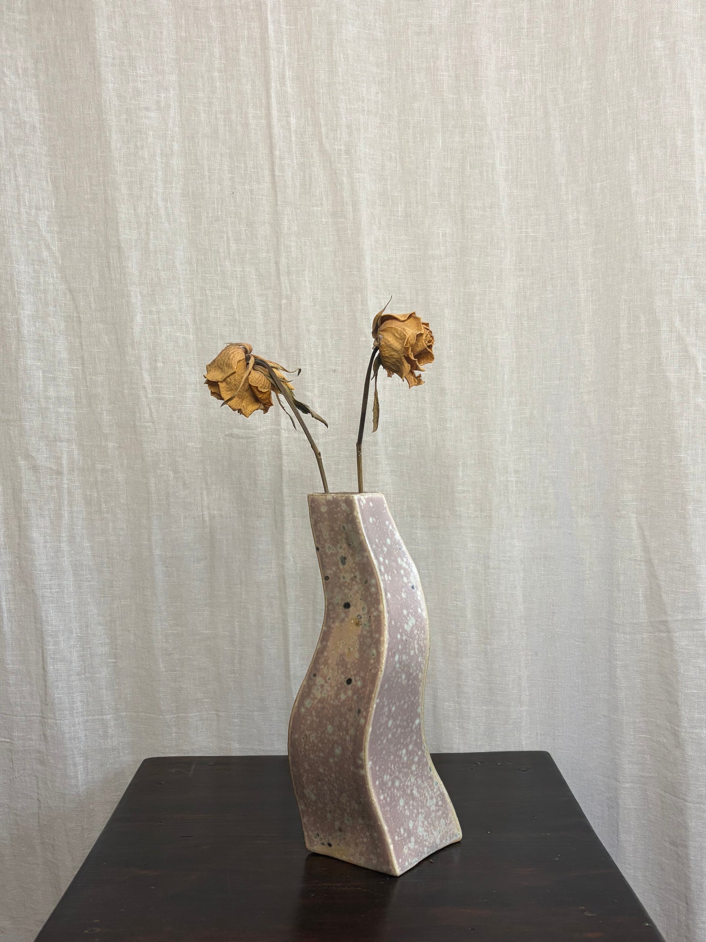 Light Pink Wavy Mottled Vase