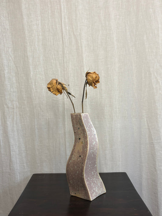 Light Pink Wavy Mottled Vase