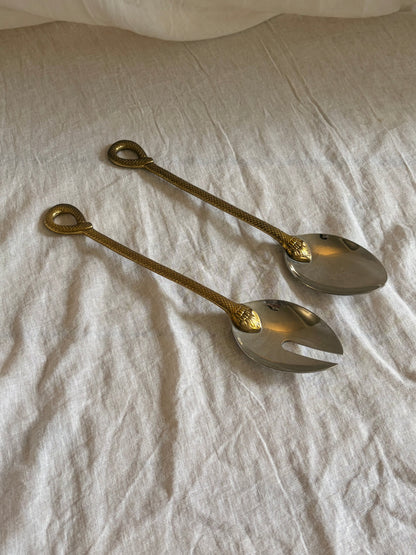 Vintage Snake Handle Salad Servers