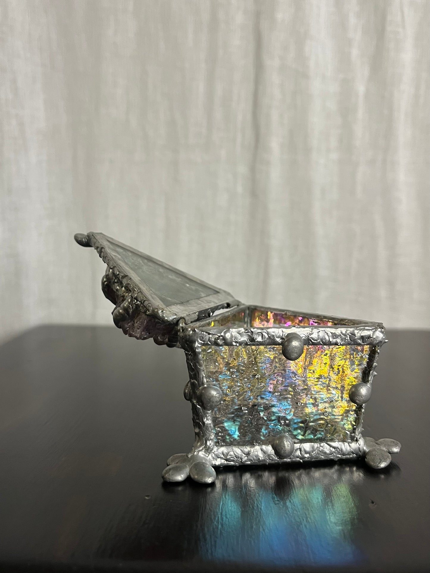 Amethyst, Glass and Pewter Ring Box