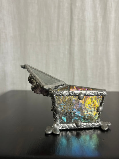 Amethyst, Glass and Pewter Ring Box