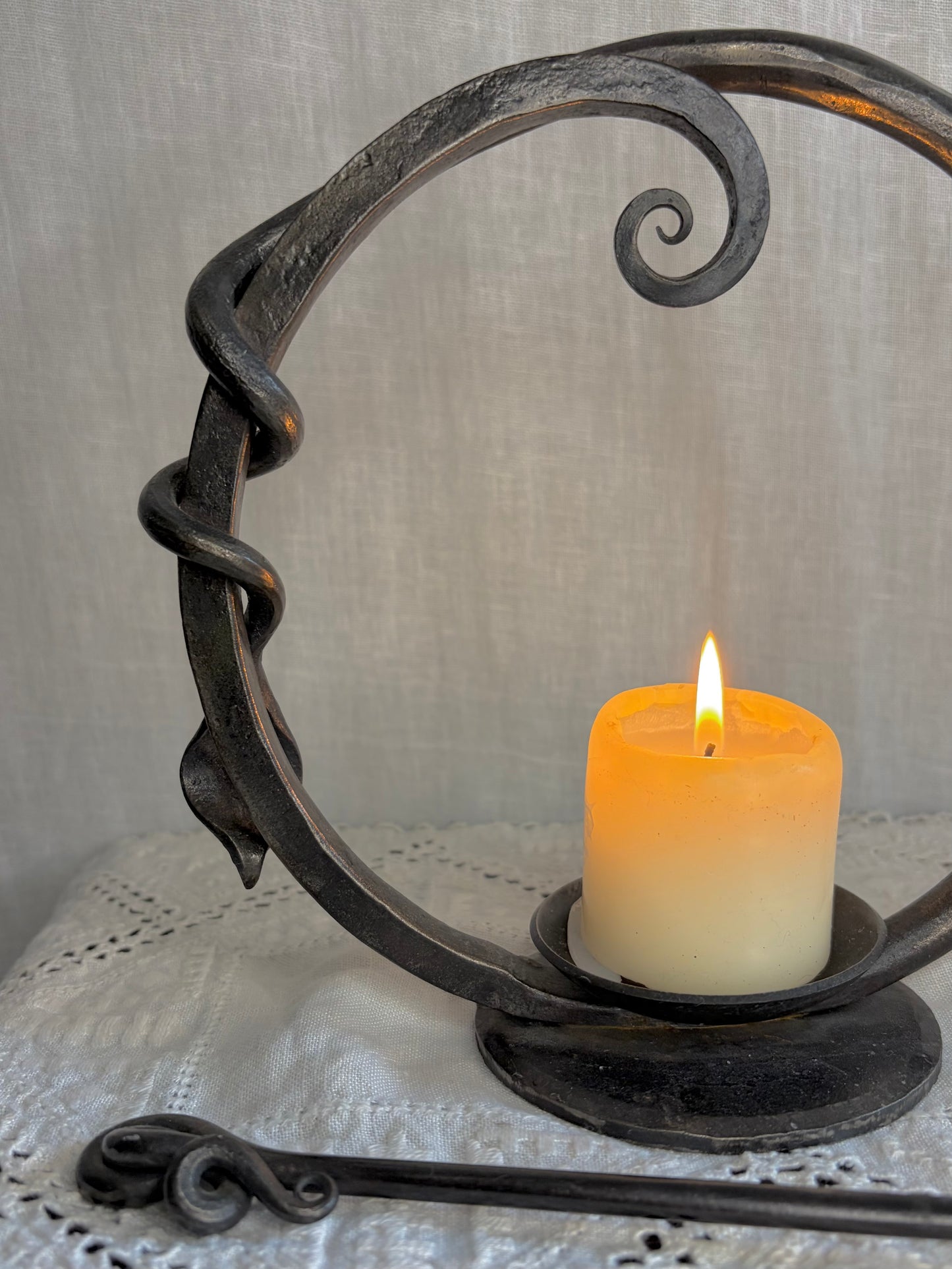 Hand Forged Candle Holder With Copper Snuffer