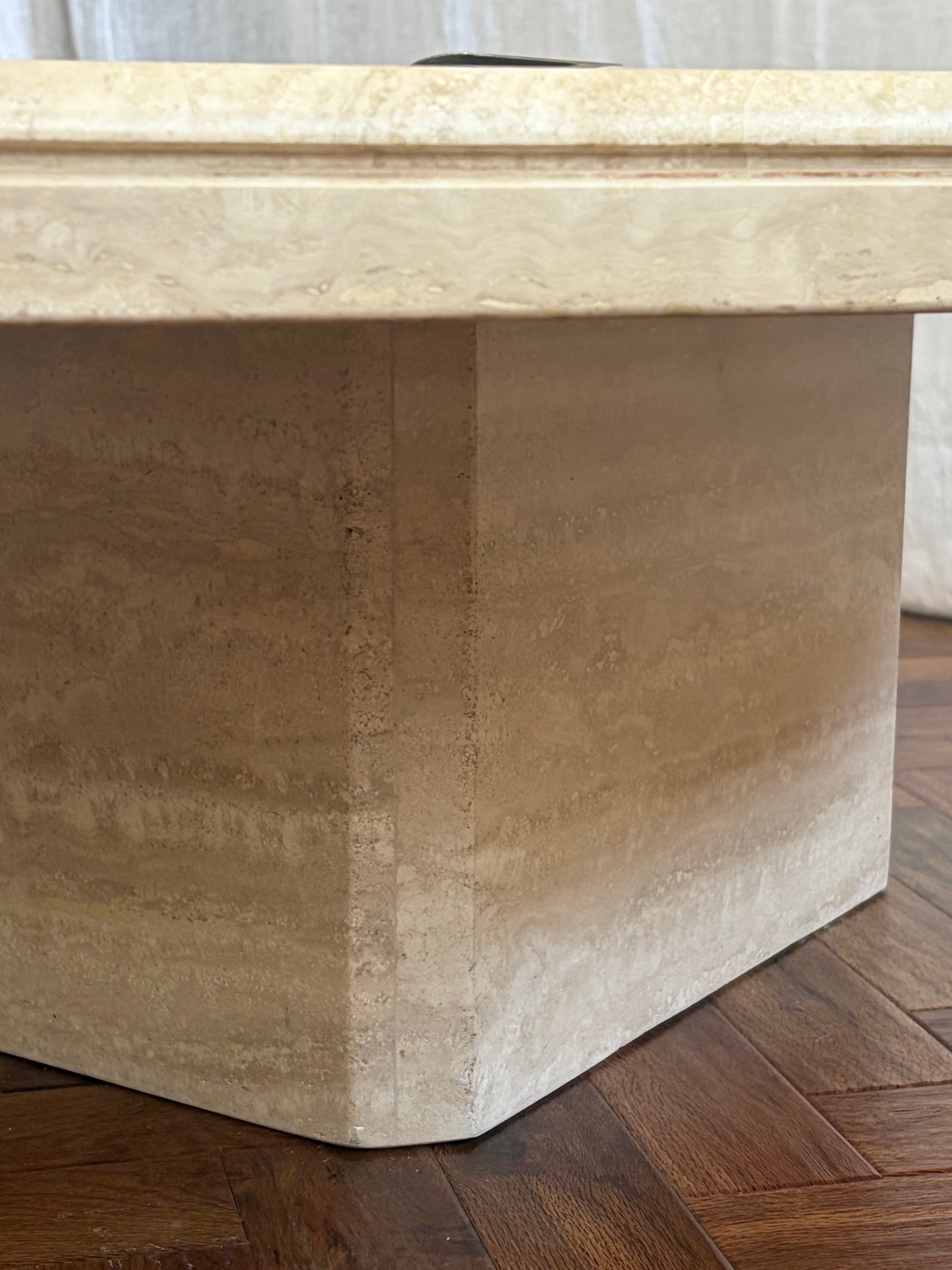 Large French Travertine Coffee Table