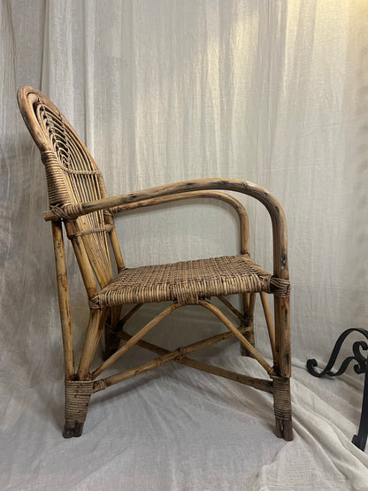 Woven Bamboo Arm Chair Attributed To Adrian Adoux
