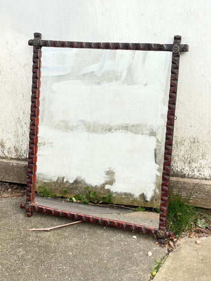 Antique Tramp Art Style Mirror