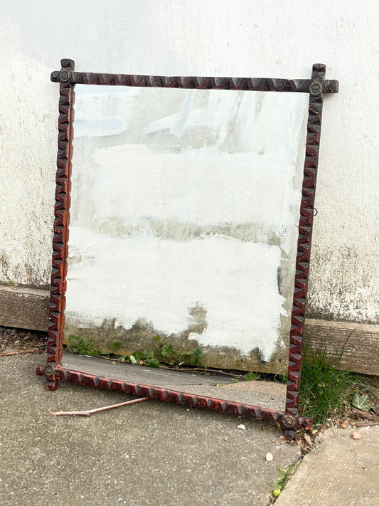 Antique Tramp Art Style Mirror