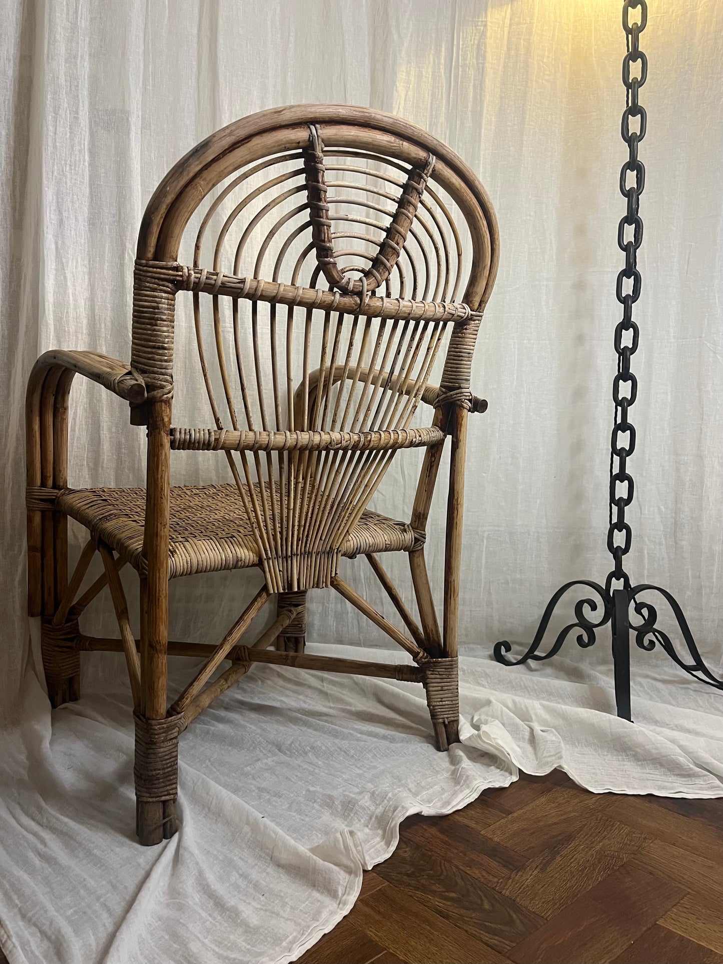 Woven Bamboo Arm Chair Attributed To Adrian Adoux