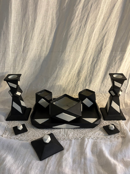 Black And White Ceramic Vanity Set