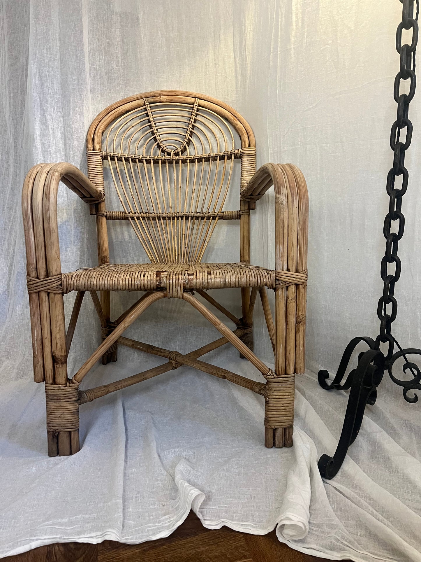Woven Bamboo Arm Chair Attributed To Adrian Adoux
