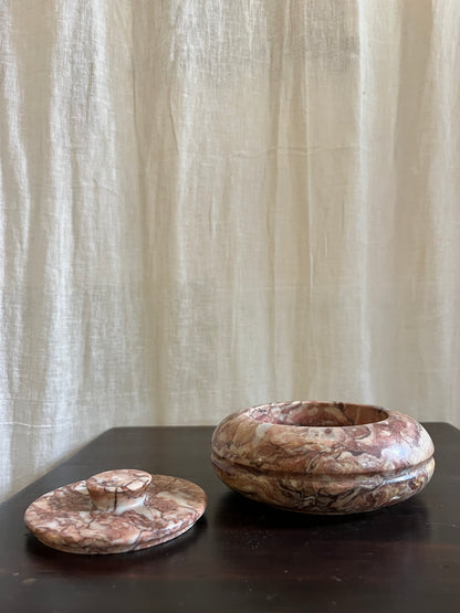 Small Pink Marble Lidded Pot