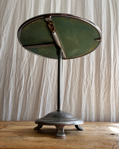 Vintage 1930s Art Deco stainless steel bistro coffee table from below