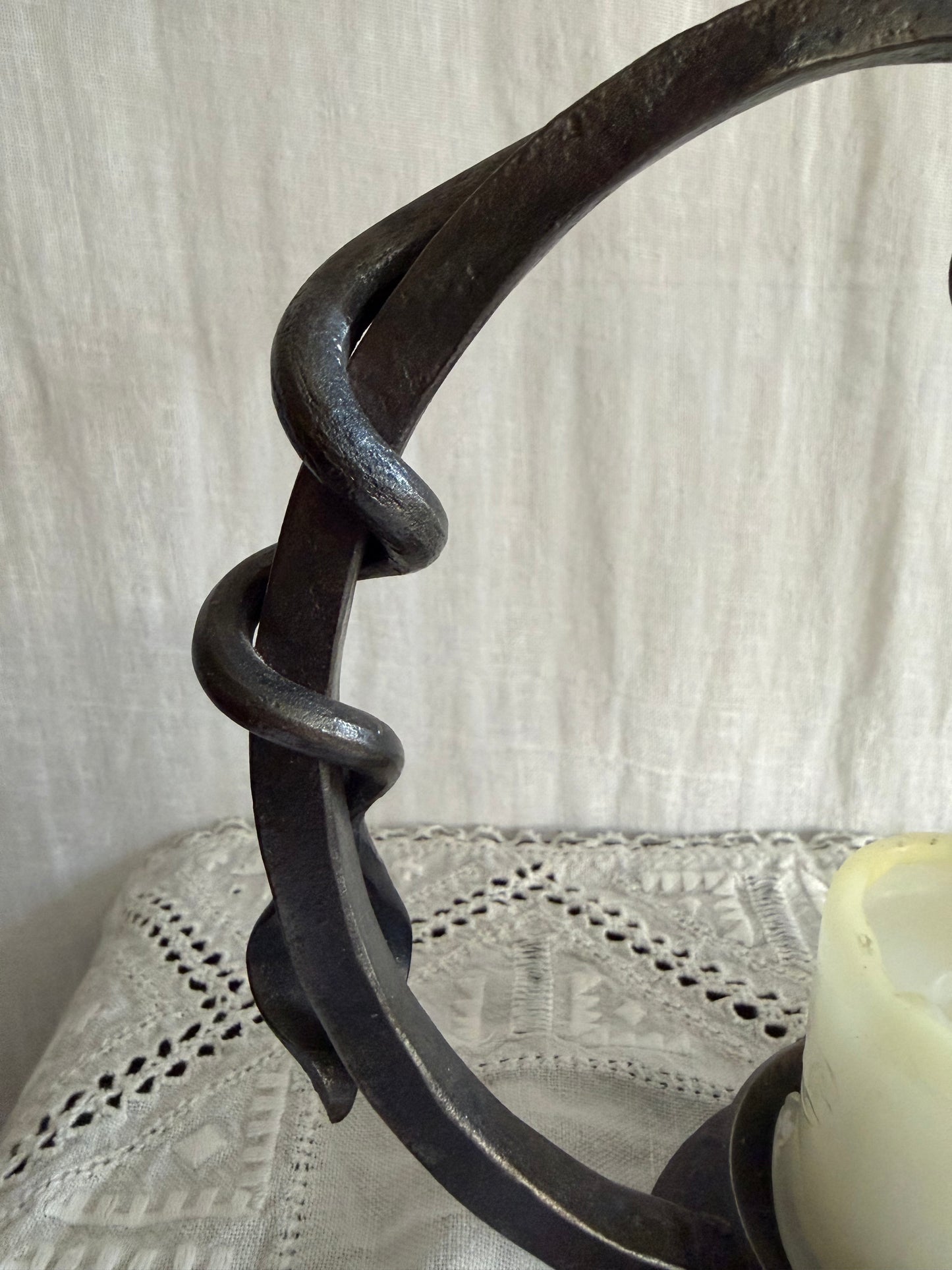 Hand Forged Candle Holder With Copper Snuffer