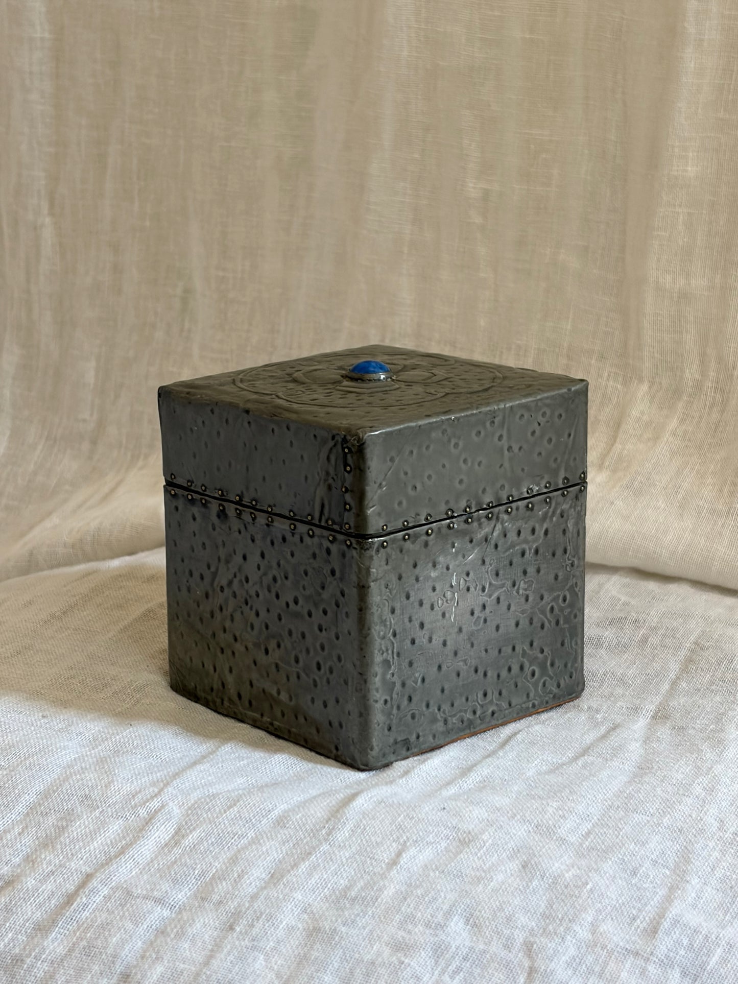 Arts & Crafts Hammered Pewter Tea Caddy